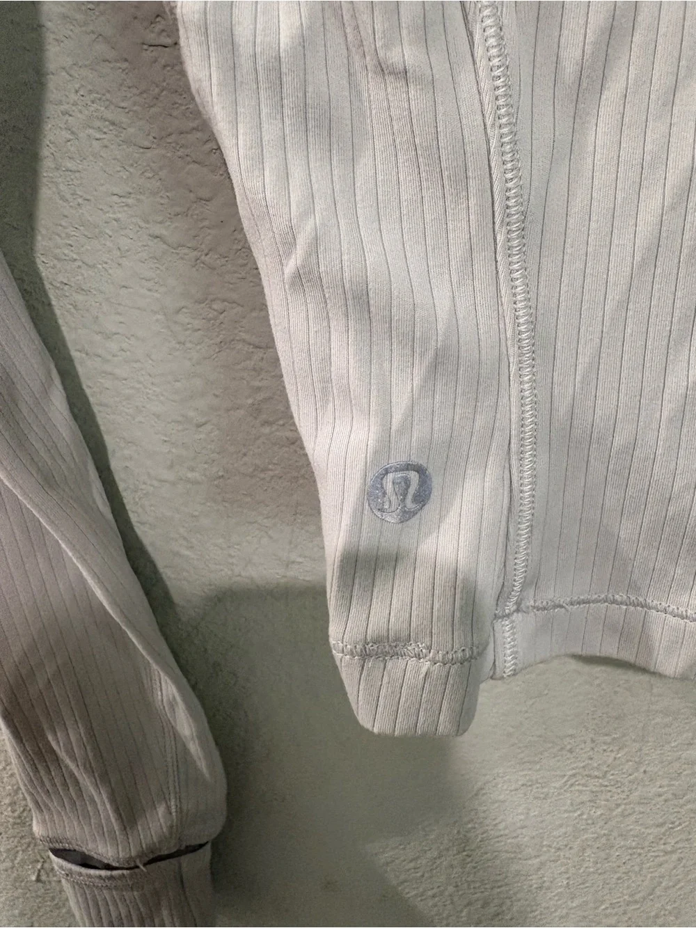 lululemon athletica Light Gray Ribbed Quarter-Zip Crop Pullover